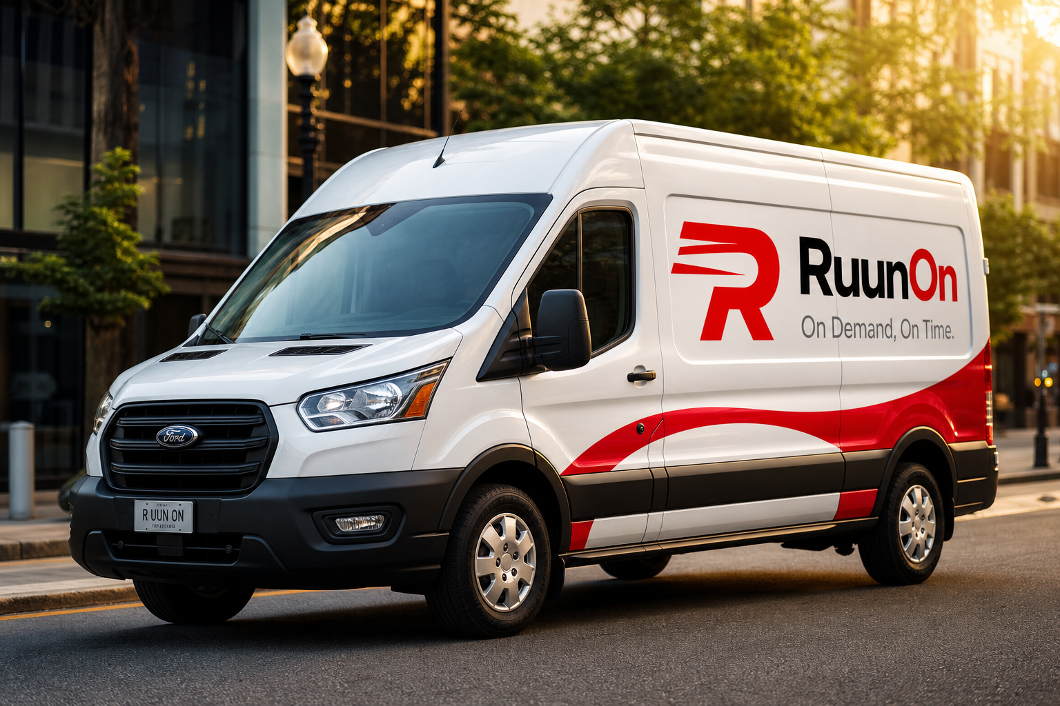 RuunOn branded delivery van for LPG gas and water in Dubai